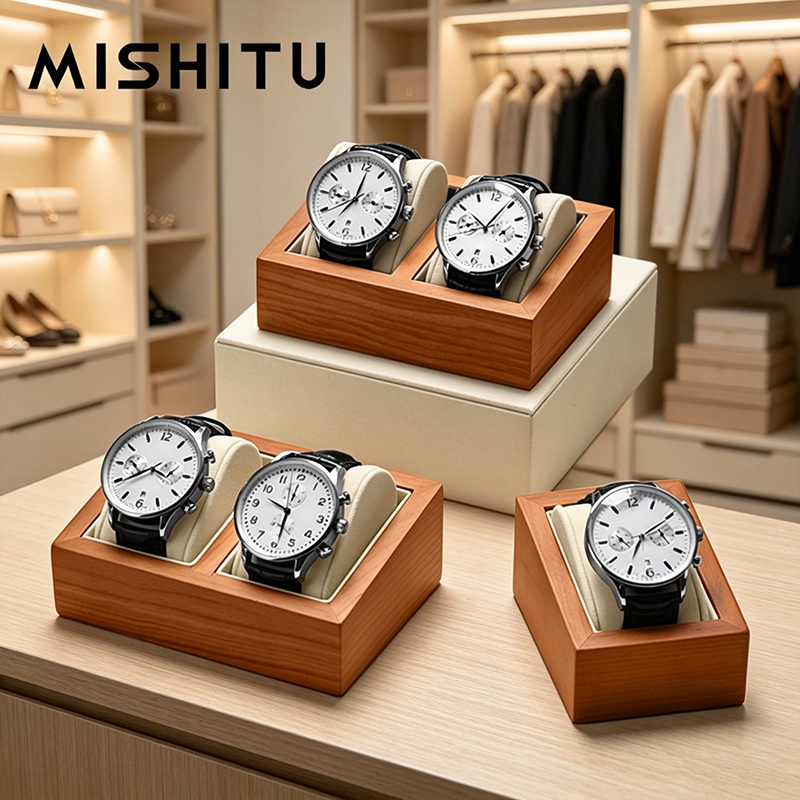 Jewelry Watches Box - MISHITU Solidne Drewniane Pudełko na Zegarki