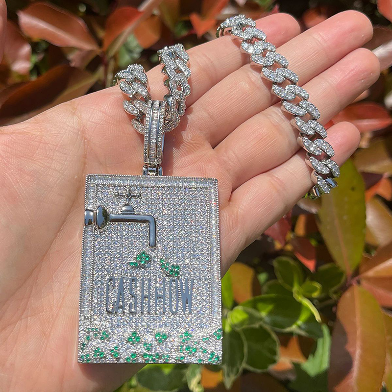 Hip Hop 3A+ CZ Stone Paved Bli – Mens Dog Tag Necklace recenzja i cena